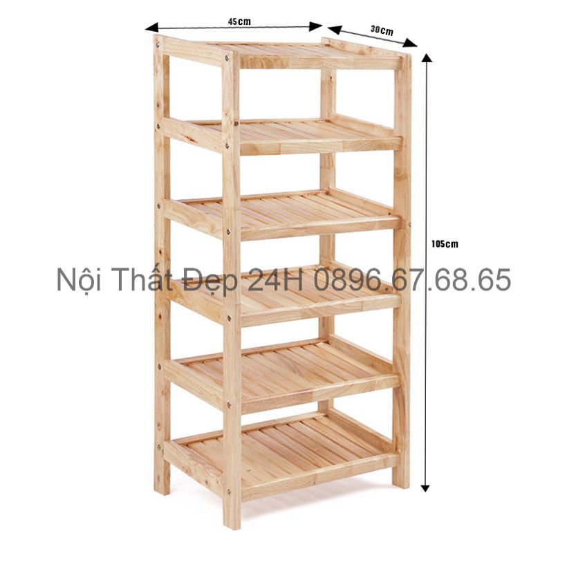 Kệ giày dép gỗ 6 tầng rộng 45 cm